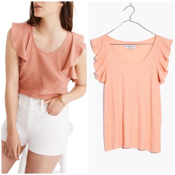 NWT Madewell Ruffle Sleeve Tank Top Large XL - Picture 1 of 7
